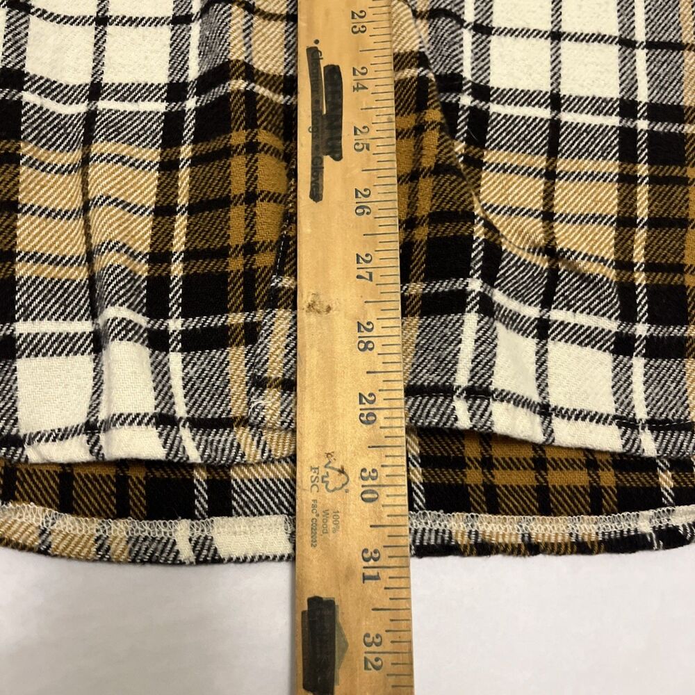 DOGG SUPPLY Men's Flannel Shirt by Snoop Dogg Yellow Black White Plaid Size XL - Picture 6 of 10